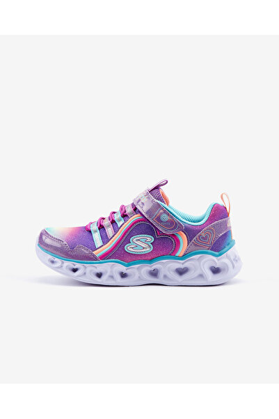 SKECHERS Heart Lights - Rainbow Lux Büyük Kız Çocuk Mor Işıklı Spor Ayakkabı 302308l Prmt