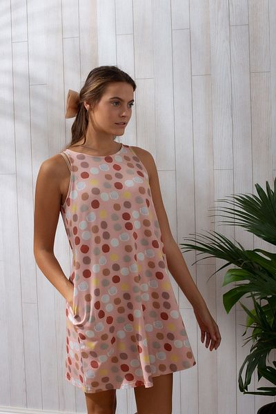 Hays Sleeveless Pink Polka Dot Cotton Nightgown