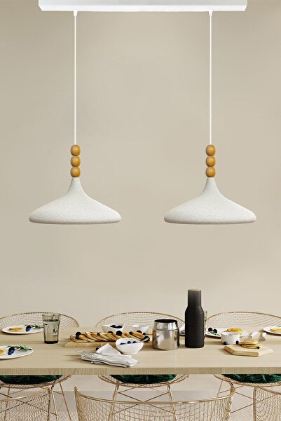 Bamyum Ikili Champion Dokulu Açık Krem Sarkıt Lamba Yemek Masası Oturma Odası Mutfak Salon Otel Café