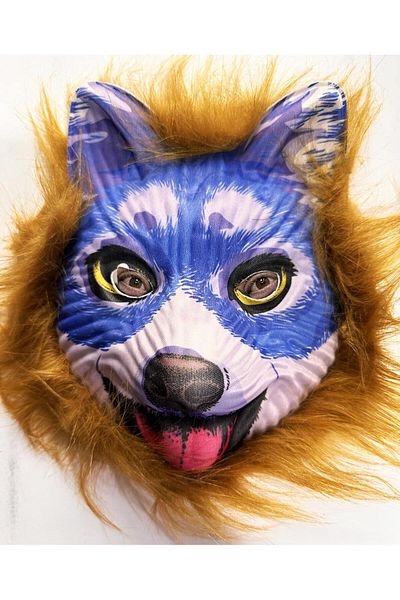 Wovna Blue Face Cute Dog Mask with Brown Hair No 30