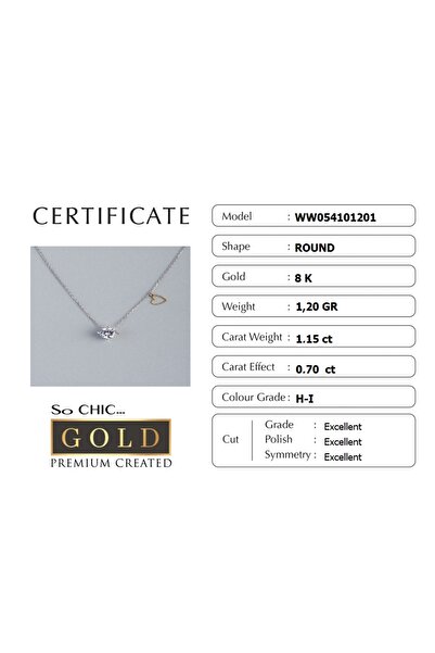 So CHIC... Beyaz Altın Sertifikalı Premium Created Taşlı 42 Cm Tektaş Kolye