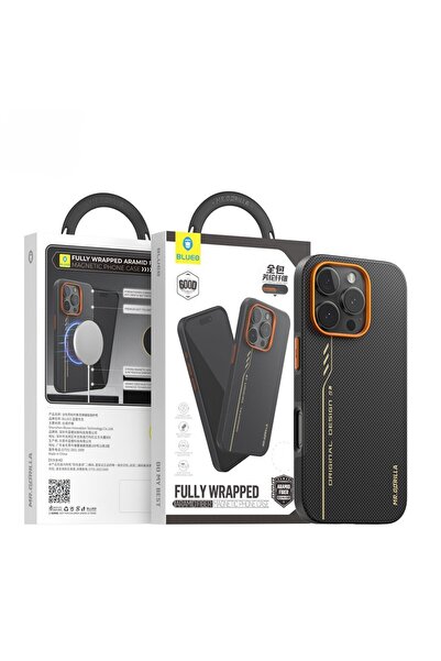 BLUEO iPhone 16 Pro Magsafe Compatible Wrapped Aramid Fiber Orange Phone Case