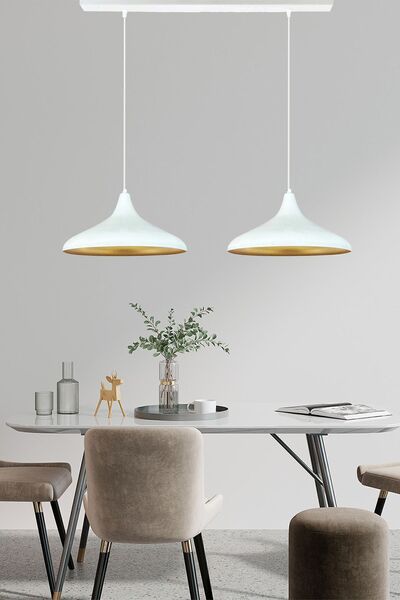 Bamyum Ikili Champion Beyaz Sarkıt Lamba Yemek Masası Oturma Odası Mutfak Sal...