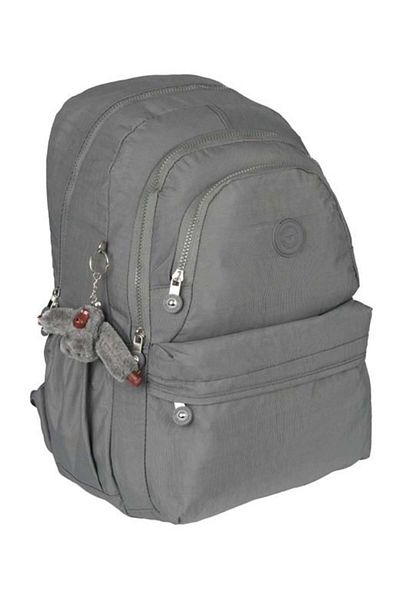 SYG Rucsac de școală cu 5 compartimente, rezistent la apă, cu accesorii din material textil 1660-gri