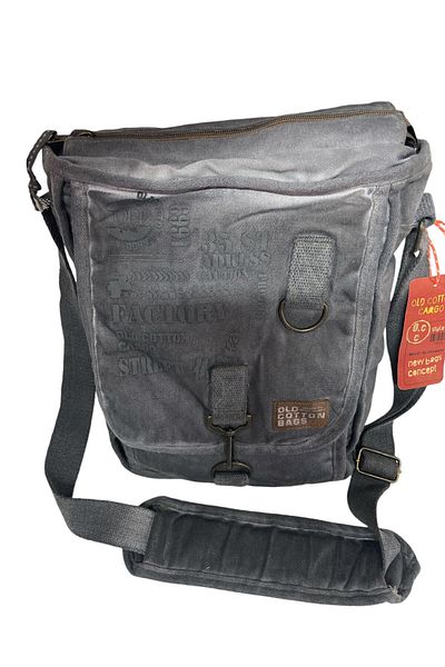 Old Cotton Vintage Casual Quality Unisex Stonewashed Fabric School Travel Messenger Bag 27X33Cm
