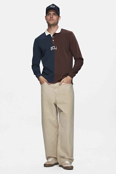 UCLA Ανδρικό φούτερ με λαιμόκοψη CLARK - Καφέ στάμπα, Standard Fit