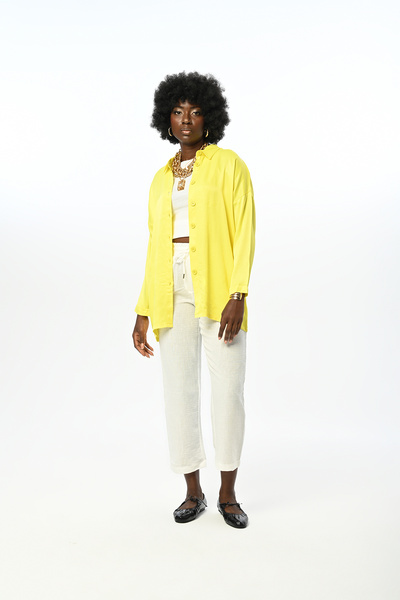 Orfeo Negro Women's Oversize Cut Solid Color Whiskose Shirt