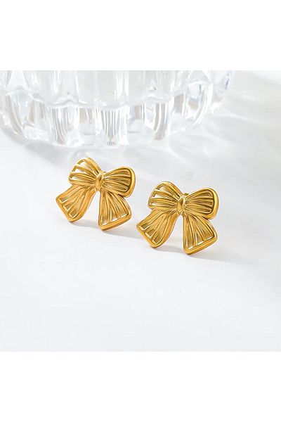 Atelier Çağla Steel Ethnic Bow Ribbon Earrings
