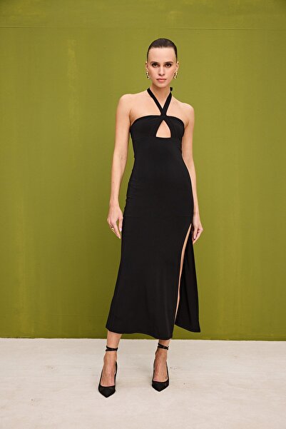 VATKALI Detailní midi šaty s nízkým střihem