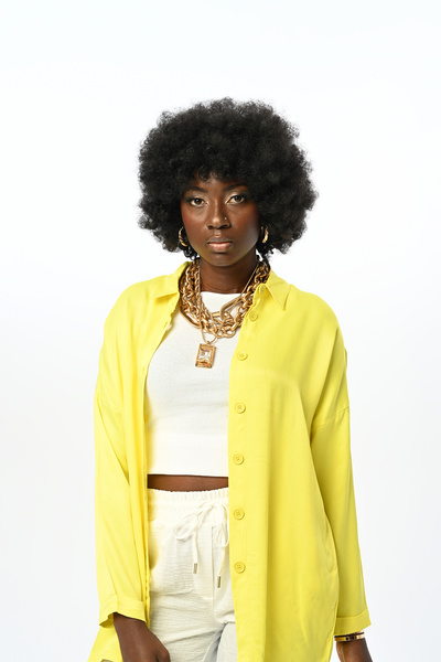 Orfeo Negro Women's Oversize Cut Solid Color Whiskose Shirt