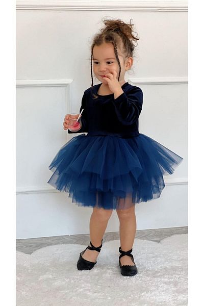Süslüm Kids Tutu de catifea bleumarin