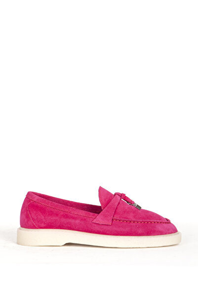 Dericlub Loafer de damă fucsia - piele de căprioară cu ciucuri, masculin 2502