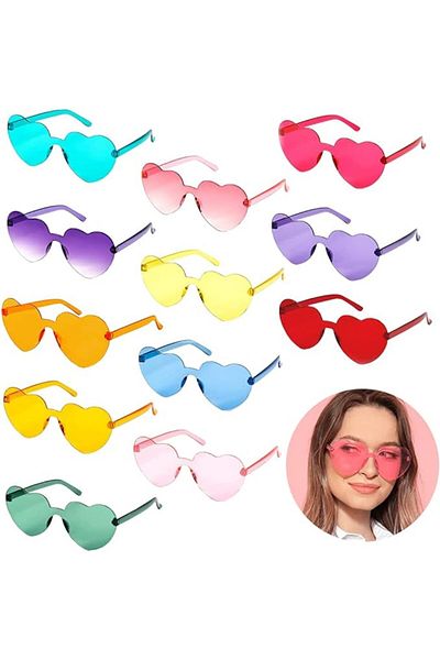 nuit dose Heart Shaped Rimless Party Glasses 6 Colors 6 Pieces