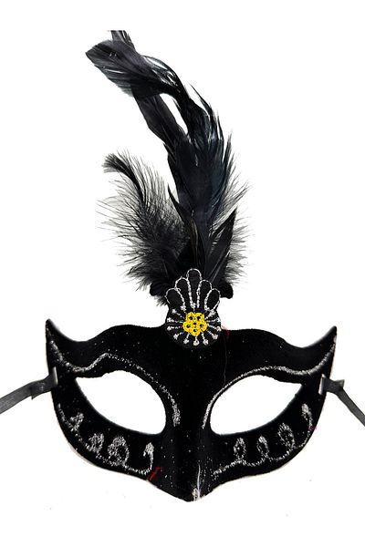 nuit dose Black Color Feathered Black Suede Coated Party B Mask 20X16 cm