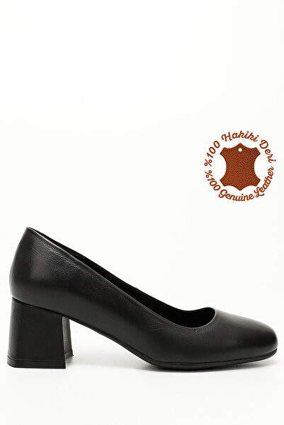 GÖNDERİ(R) Dámské/dívčí černé boty s tupou špičkou na středně tlustém podpatk...