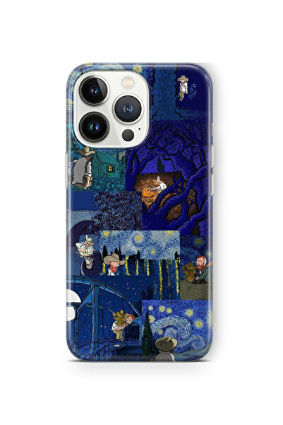 Space Star iPhone 15 Pro Uyumlu Van Gogh Tasarım Baskılı Şeffaf Kılıf