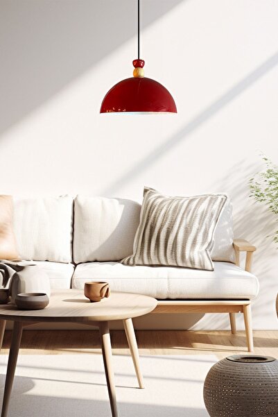 Bamyum Yimpi Kırmızı Avize Tekli Sarkıt Salon Mutfak Kuaför Cafe Lamba Dekoratif Aydınlatma Pastane