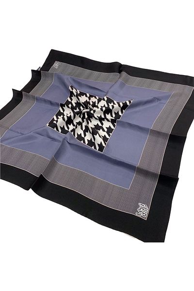 Levidor Μεταξωτό κασκόλ Twill - Μοτίβο Houndstooth - Λιλά