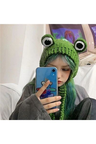 baddin aksesuar Unisex Green Frog Hat - Korean Model Trend