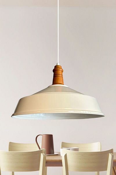 Bamyum Retro White Nobility Wooden Queen Head - Single Chandelier Pendant Lamp, for Office Showroom Living Room Kitchen