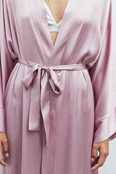 Feu De Elu Illatos Dusty Rose hosszú szatén pongyola / kimonó