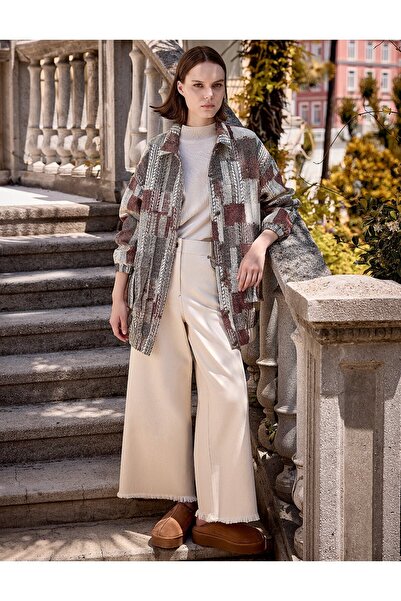 Kayra Bilekleri Büzgülü Çift Cepli Ceket Kiremit