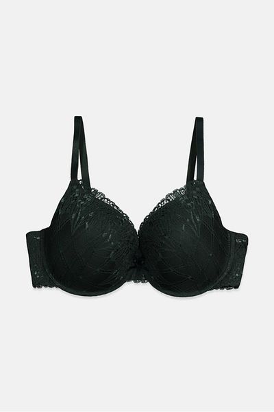 Tchibo Women Underwired Lightly Padded Lace Bra, Green