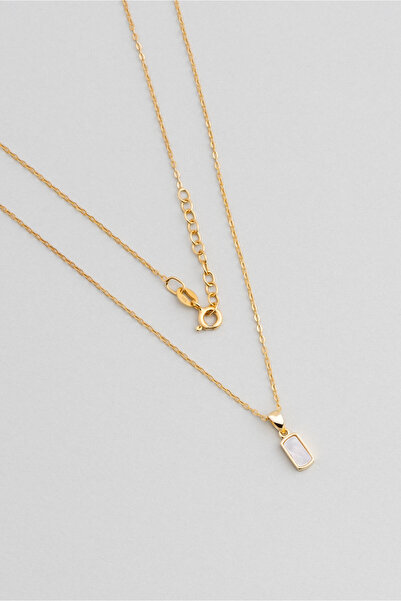 So CHIC... Sedef Taşlı 18 Ayar Sarı Altın Kaplama 43 Cm Gümüş Minimal Kolye