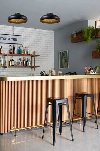 Bamyum Androa Black Plafonier - Interior Color Gold Indoor Lighting Decorative Kitchen Hall Cafe Office Hotel
