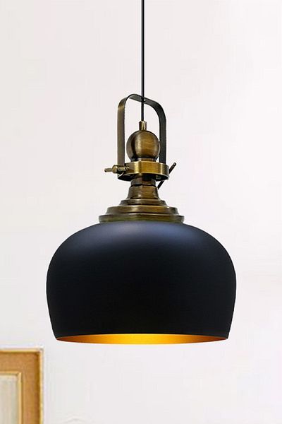 Bamyum Black Color Antique Single Chandelier with Headboard Living Room Desktop Kitchen Cafe Single Pendant Lamp Vintage