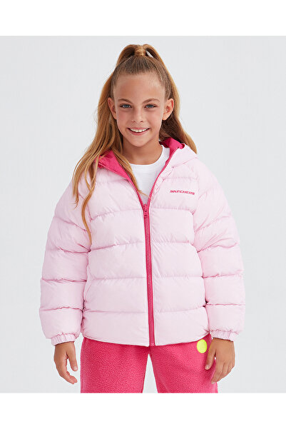 SKECHERS G Outerwear Reversible Coated Jacket Büyük Kız Çocuk Pembe Çift Tara...