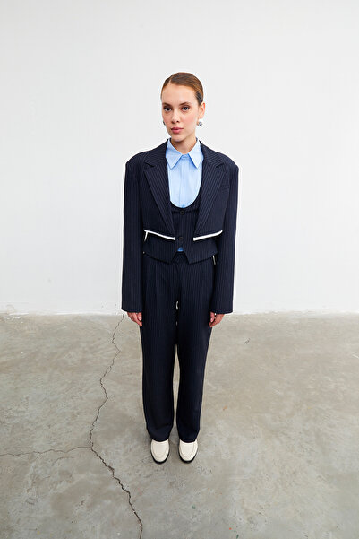 VATKALI Çizgili crop blazer