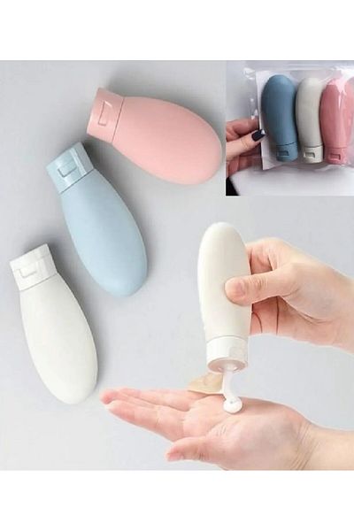 Vi Caro Refillable Bottle Cream Shampoo Multi-Purpose Travel Bottle Set of 3 Box Transparent Bag Gift