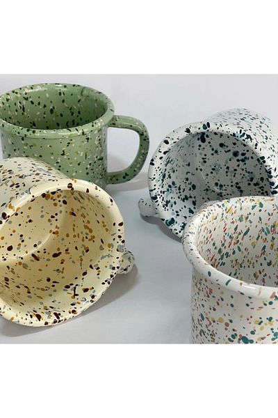 Bidoluraf 350ml PiStachio Green Enamel Mug - All Spatter Painted