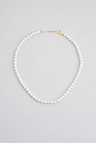 So CHIC... Beyaz İnci 18 Ayar Sarı Altın Kaplama 45 Cm Gümüş Kolye