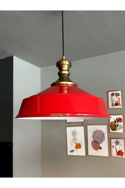 Bamyum Kırmızı Renk Avize Eskitme Knob Başlık Retro Sarkıt Lamba Restoran Salon Aydınlatma