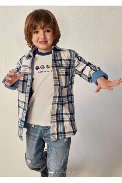 MAYORAL قميص منقوش للأولاد أزرق 4107