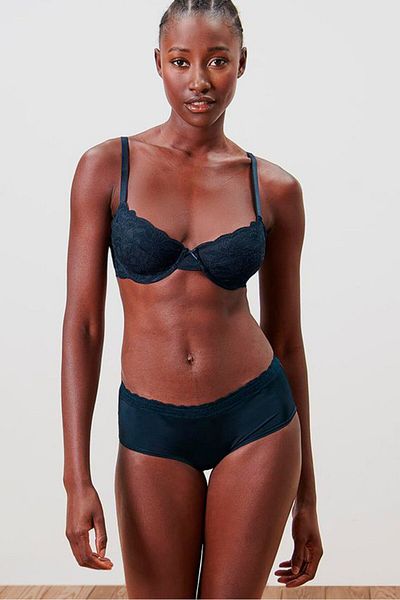 Tchibo Women 5 Pieces Plain Pull On Briefs, Navy Blue