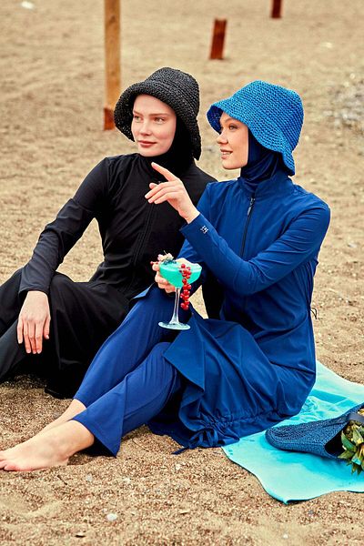 Marina Parachute Navy Blue Full Covered Hijab Swimsuit