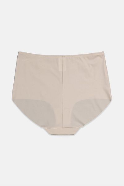 Tchibo Women Textured High Waist Panty Briefs, Oat Milk