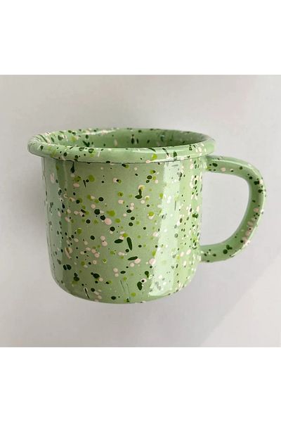 Bidoluraf 350ml PiStachio Green Enamel Mug - All Spatter Painted