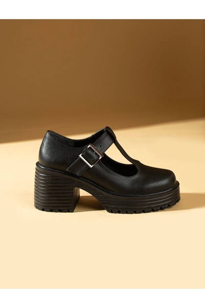 Alphus Hco Belted Women's Thick Heeled Loafer Shoes