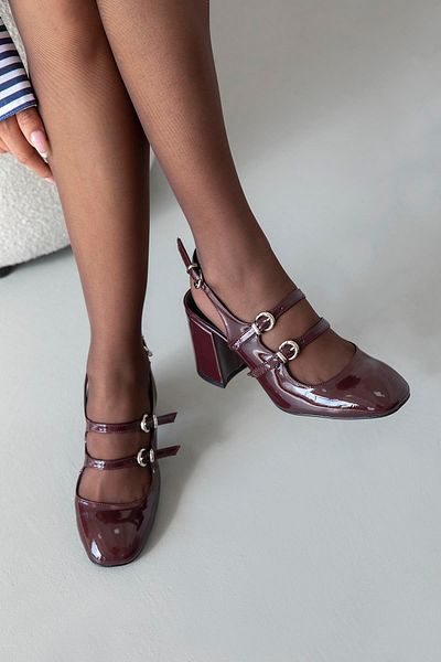 STRASWANS Kelby Women's Heeled Patent Leather Shoes Claret Red