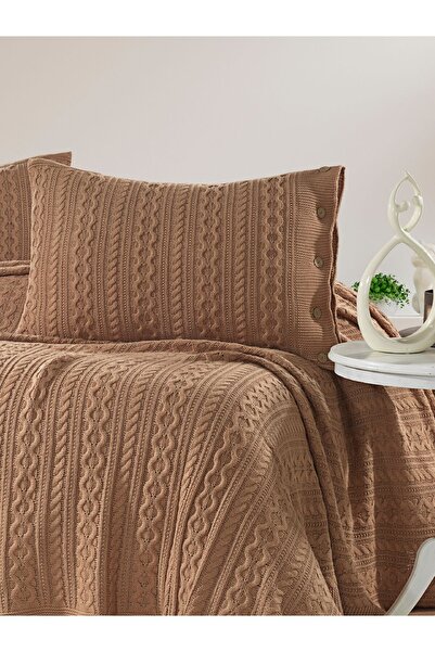 YGT Home Triko Örgülü 50x70 Yastık Kılıfı Bisküvi