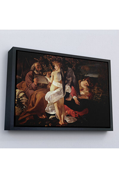 Home Caravaggio cu ramă din lemn - Pictură Rest on the Flight into Egypt -7119