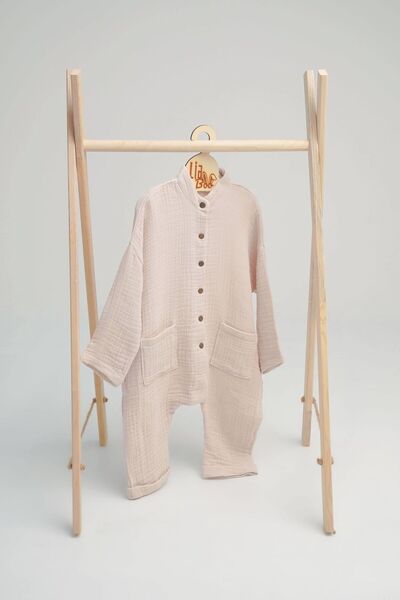 liaboo GOTS Sertifikalı 4 Katlı Ekru Rengi Müslin Tulum