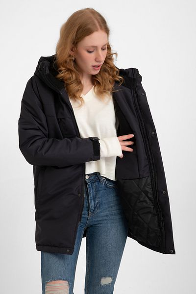 Montup Navy Blue Women's Winter Jacket - Fleece, Fur, Water and Windproof, Hooded