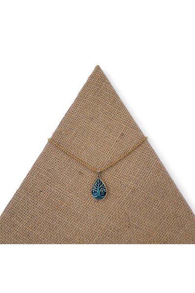 Hedea Plane Drop Rice Tile Stone Steel Chain Necklace