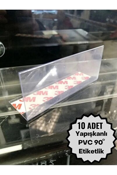 Özfiliz Mağaza Ekipmanları 10 Adet Pvc Etiketlik Raf Önü Dik Yapışkanlı 8x4 C...