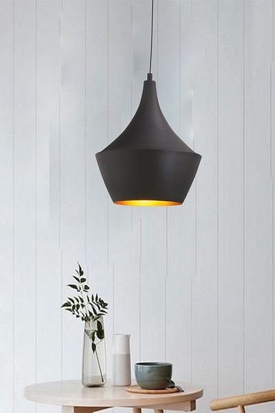 Bamyum Black Curved Pendant Lamp - Chandelier Lamp, For Living Room Wall and Staircase Entrance Room